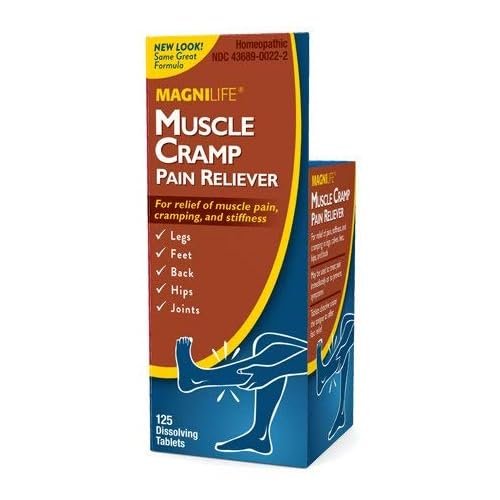 MagniLife Muscle Cramp Pain Reliever, All-Natural Acting Muscle Pain Relief to Soothe Stiffness and Discomfort in Legs, Back, Feet, Hips, and Joints - 125 Tablets