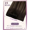 LaaVoo Beaded Weft Hair Extensions Human Hair Beaded Weft Extensions Balayage Human Hair Beaded Hair Extensions Ombre Darkest Brown to Light Brown 18inch 50g