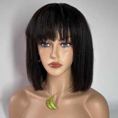 RHAH Ready to Wear Glueless Human Hair Wigs Real SKINLIKE HD Lace Top 12 Inch Kinky Straight Huma...