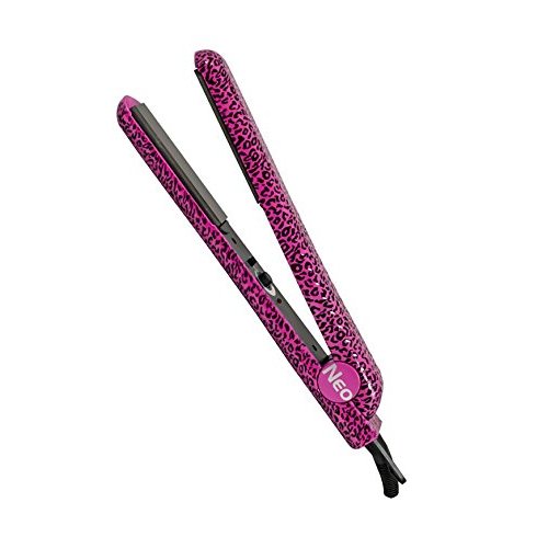 NEO Spectrum Pro 1.25" Black Ceramic Hair Straightener Flat Iron W/Temp Control - Salon Professional (Pink Leopard)