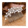 EVER FAITH Women's Clear Crystal Ivory Color Simulated Pearl Flower Leaf Bridal Banquet Hair Comb Silver-Tone