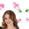 Foyte 2 Pieces Pom Pom Headband Tinsel Wrapped Ponytails Hair Hoop Head Bopper Pom Party Headpiece for Cosplay Costumes (pink green)