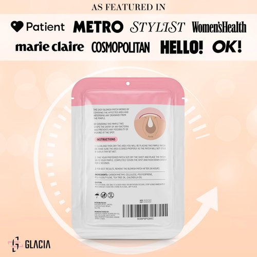 Glacia Spot Patches 24 Pack of Hydrocolloid Skin Patches for All Skin Types – Gentle and Natural Patches for Clear and Smooth Skin