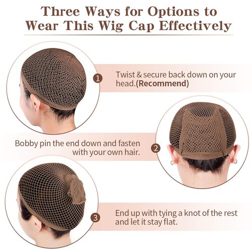 Dreamlover Mesh Wig Cap for Women, Hair Net for Halloween Wig, Wig Cap for Long Hair, Brown, 2 Pieces