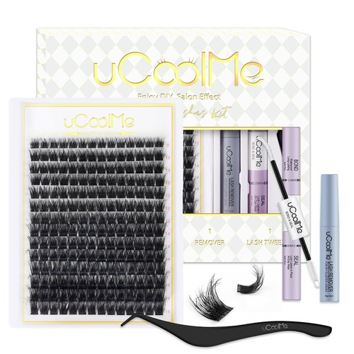 Nova Lash Clusters Kit 8-18mm 3D Volume Fluffy Eyelash Clusters Kit DD Curl - WideSpan DIY Eyelash Extension Kit Cat Eye Lashes Individual Fake Eyelashes Clusters Kit with 0.05mm Ultra-Thin Black Band