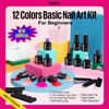 MEFA 19 Pcs Gel Nail Polish Kit with U V Light, 12 Colors All Seasons Soak Off Gel Polish Nail Set with Glossy Base Top Coat Essential Manicure Tools Beginners Salon Nails Art DIY