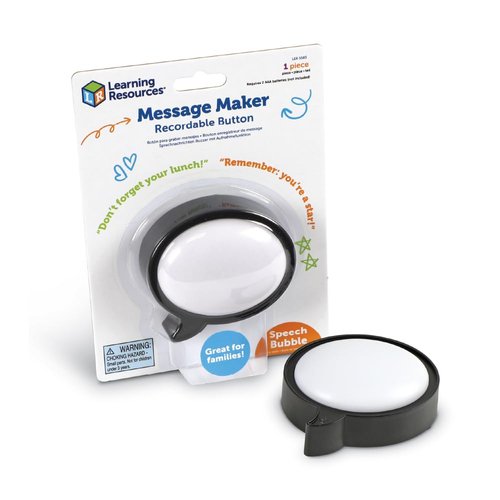 Learning Resources Message Maker Recordable Button Bubble - Motivational Messages for Kids, Perfect for Lunch Box Notes from Mom and Dad,Stocking Stuffers for Kids