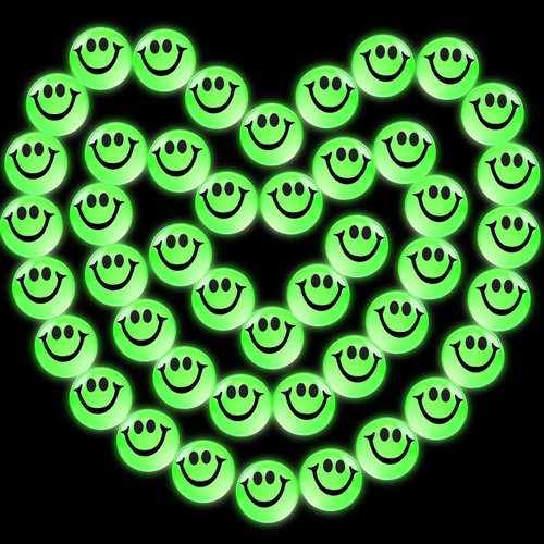 Chalyna 45 Pcs Glow in The Dark Smile Face Bouncing Balls Bulk 1 Inch Mini High Bounce Balls for Kids Teens Glowing Valentines Halloween Christmas Party Favors rubber Goodie Bag Fillers for Boys Girls