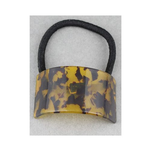 Amber Brown cuff ponytail holder plastic marbled stretch elastic pony tail cover