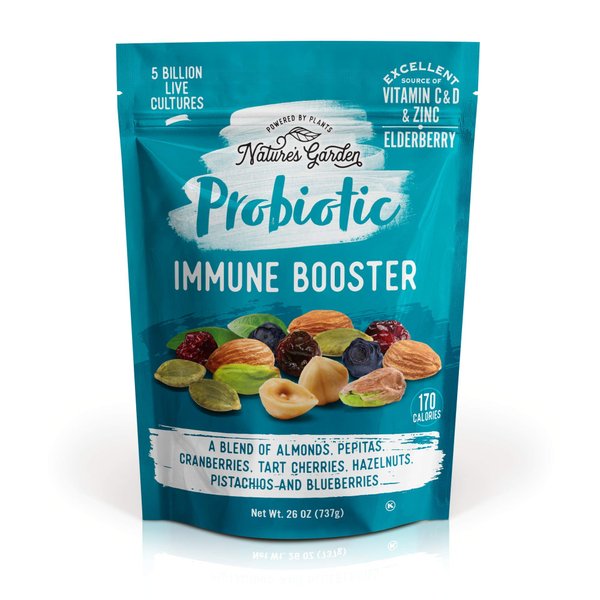 Nature's Garden Probiotic Immune Booster – Mixed Nuts, Heart Healthy Nuts, Omega-3 Rich, Vitamin D, Cranberries, Tart Cherries, Immune Boost, Workout Fuel, Family Snacks – 26 Oz Bulk Bag (Pack of 1)