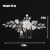 Teyglen Flower Crystal Wedding Hair Comb Silver Rhinestone Hair Piece White Flower Headpiece for Bride Cute Bridal Crystal Hair Side Comb Floral Hair Jewelry for Women