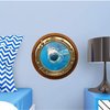 12" Port Scape Instant 3D Window Wall Sticker Great White Shark Attack BRASSWOOD Porthole Wall Decal Ocean Under Water Sea Life Fish Kids Bedroom Playroom Wall Art Room Decor Removable Fabric Vinyl