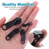 TIESOME 12 PCS Non Locking Zippers Sliders for Nylon Zipper in 4 Sizes, Black Metal Zipper Pulls Bulk#3#5#8#10Zinc Alloy Zipper Pull Replacement Slider Zipper Head for Purse Luggage(Black)