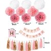 Pink Gold Birthday Party Decorations Set, pink Gold Glittery Happy Birthday banner, Tissue Paper Pom, Tassel Garland for Birthday Party Decorations for Man Women Birthday Party Decorations