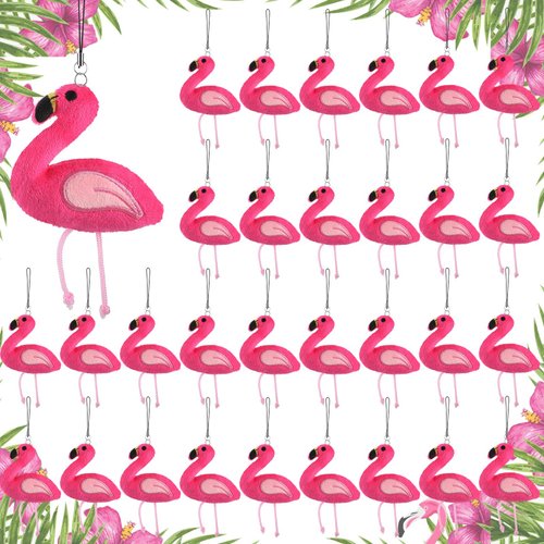 Civaner 30 Pcs Flamingo Ornament Mini Flamingo Stuffed Animal Plush Toys Gift Flamingo Keychain Decorations Pink Flamingo Keychain Set Flamingo Birthday Party Decor for Party Favor
