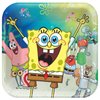Amscan Square Plates (Pack of 8) - 9" - Colorful Paper Party Plates - Perfect for Themed Birthdays and Celebrations, SpongeBob