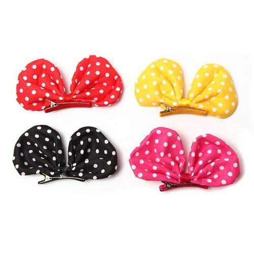 4 Pcs White Jumbo Polka Dot Bow Headband Tiara Hairpin Hair Claw Barrettes For Girls Teens Toddlers Kids
