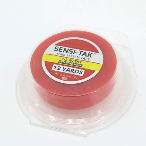 Sensi Tak | Double Sided Red Roll Hair Tape Sticker Strip Adhesive Holder Waterproof Human Hair Men & Women Toupee Tape Wig Poly Silione Hair System Replacement Extension(12 Yards & 3/4 Inch)