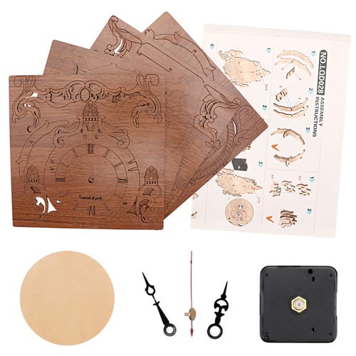 OWNONE1 Wooden 3D Puzzle Clock Model Kit for Adults, DIY Desk Clock, Dark Wooden 3D Puzzles, Crafts Gifts for Kids Children