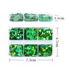 6 Grids 3D Heart Nail Glitter Sequins St. Patrick's Day Nail Art Stickers Decals Green Clover Flakes Acrylic Nails Design Supply Nail Sparkle Glitter for Nail Art Decoration