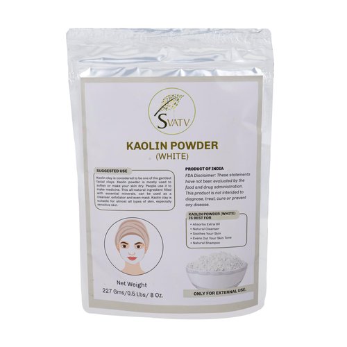 SVATV Kaolin White Clay Natural For Face Mask Bath Bomb Clay, Diy Spa Mud Mask For Soap Making 227g, Half Pound