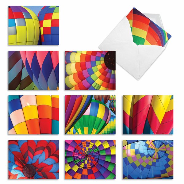 The Best Card Company - 10 Fun Cards for All Occasions (4 x 5.12 Inch) - Boxed Assorted Notecard Set, Blank Inside - Hot Air M2035