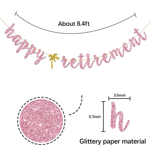 INNORU Happy Retirement Banner - Pink Glitter Welcome Back- Retired AF, Retirement Party Decorations for Women