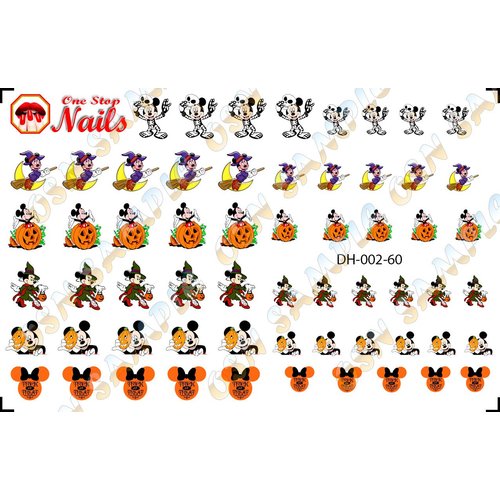 Halloween V2 with Mickey and Minnie clear waterslide nail art decals (tattoos). Set of 60 by One Stop Nails.