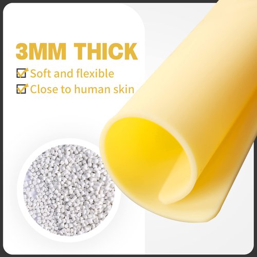 Padieoe 3MM Thick Tattoo Practice Skin, 6pcs 7.8x7.8in Tattoo Fake Skin Blank Double Sides Tattoo Skin Tattoo Practice Sheet Soft Silicone Skin with 2 Tattoo Templates for Tattoo Beginner N201099-S-6K