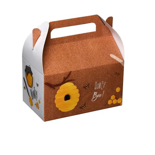 Hammont Paper Treat Boxes - (10 Pack) - Party Favors Treat Container Cookie Boxes Cute Designs Perfect for Parties and Celebrations 6.25" x 3.75" x 3.5" (Honeybees)