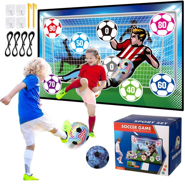 flybakiz Soccer Ball Game Set for Kids Indoor Outdoor Play Equipment,Foldable Flannel Mat Goals Toy with 2 Velcro Balls, Toddlers Boy 8-12 Years Old Birthday Christmas Party Gift