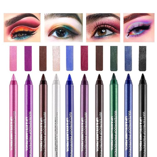 10 Colorful Eyeliner Pen Set, Eye Shadow Pencil, Pearl Eyeliner Kit Metallic Eyeliner Pencil Glitter Eyeliner for Women Eye&Lip Liner Professional Eye Makeup Set Colorful Eyeliner Eye Color