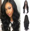 xiweiya Black Wig for Women 1b# Long Natural Wavy Free Part Synthetic Lace Front Wig Heat Resistant Fiber Hair Lace Front Wigs Half Hand Tied 13 * 3 Part Lace Black Wig 26inch