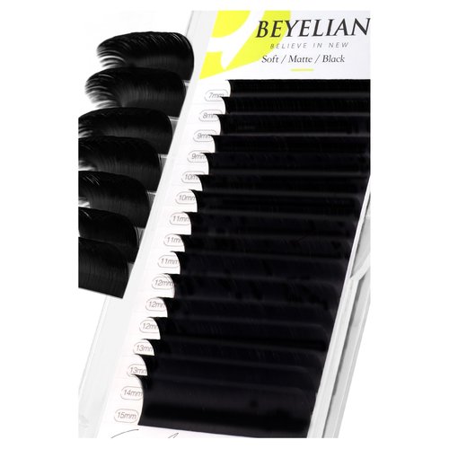 BEYELIAN Volume Lash Extensions, 0.03 C Curl 7-15mm Mixed 16 Rows Tray, Soft Matte Black Eyelash Extensions Volume Lashes Extension Professional Eyelashes Extension Salon Use