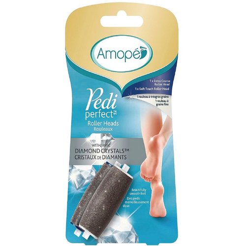 Amope Pedi Perfect Foot File Roller Heads Diamond Crystals Refills 2 ea (Pack of 3)