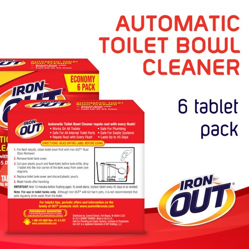 Iron OUT Automatic Toilet Bowl Cleaner, Helps Remove and Prevent Rust Stains in Toilet Bowls and Tanks, 6 Tablets