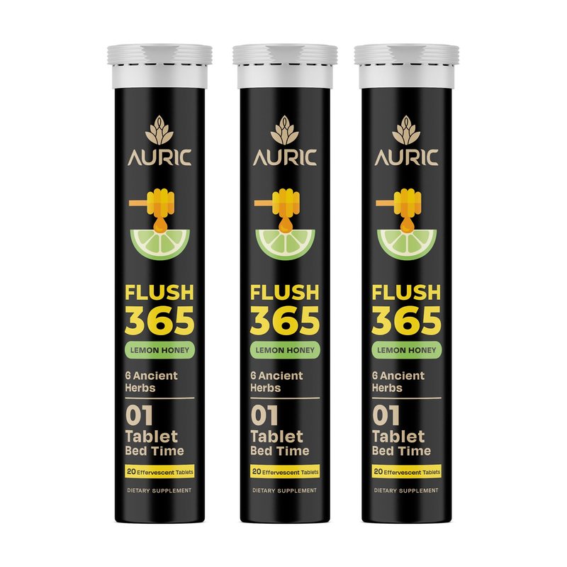 Auric Flush 365 Effervescent 60 Tablets Herbal Digestive Support | with Triphala, Isabgol, Castor...