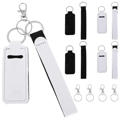 ZEYIYER 4 PCS Chapstick Holder Key Chain, Lip Gloss Holder Keychain, Lip Balm Holder, Chapstick Keychain Holder, Lip Gloss Holder Keychain with Wristlet Lanyards, Lipstick Keychain Holder