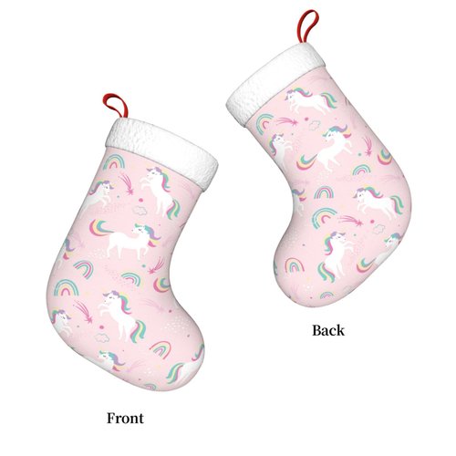 Cartoon Unicorn Christmas Stocking,17.7" Xmas Fireplace Hanging Stockings Decoration Stockings for Family Holiday Party Decoration（1 Piece）