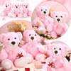 Aoriher 6 Pieces Bear Bulk Stuffed Animal Baby Shower Bear Plush Toys Soft Cute Bear Graduation Gifts Sleeping and Playing Decorations(Pink)