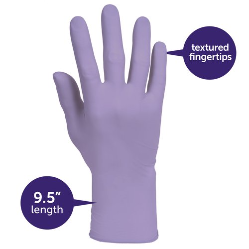 Kimberly Clark Lavender Nitrile Exam Gloves (52818), Thin Mil, 2.8 Mil, Ambidextrous, 9.5”, Medium, 250 Gloves / Box