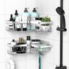 KEGII Corner Shower Caddy, Shower Organizer Stainless Steel Corner Shower Shelves, No Drilling Shower Rack Storage, Adhesive Silver Shower Caddy Corner for Bathroom