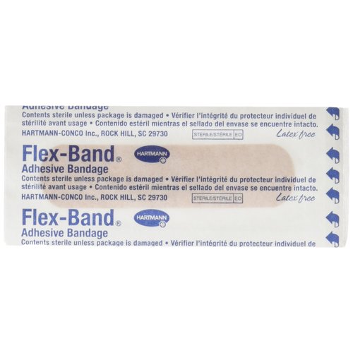 Flex-Band Fabric Adhesive Bandages, Strips, 3/4" x 3" , Box of 100