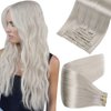 Full Shine Blonde Clip in Hair Extensions Real Human Hair 18 Inch White Blonde Remy Hair Clip in Human Hair Extensions 120Grams Seamless Pu Weft Clip ins Brazilian Straight Hair Blonde Human Hair 8Pcs