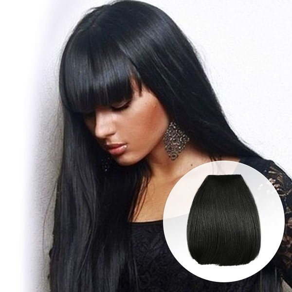 GLAM21USA Bangs Hair Clip In Bangs Clip on Bangs Sweet Bangs China Bang Synthetic Hair Piece Hair Extenstions for Women Sweet Bangs (China Bang, 1B - Off Black)