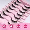 LoveOurHome 7 Pairs Faux Mink Fake Eyelashes Fluffy False Eyelashes Cat Eye Wispy Lashes Natural Look Lash Extension Eye Lashes 7-17mm 6D Volume Strips False Lashes with Tweezer for Women Teen Girls