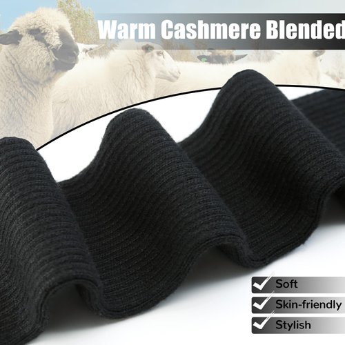 YATANAM Wool Blended Wrist Warmers Warm Fingerless Gloves Knit Soft Arm Warmers Sleeves Typing Mittens for Women (19.7''/50cm, A-black)