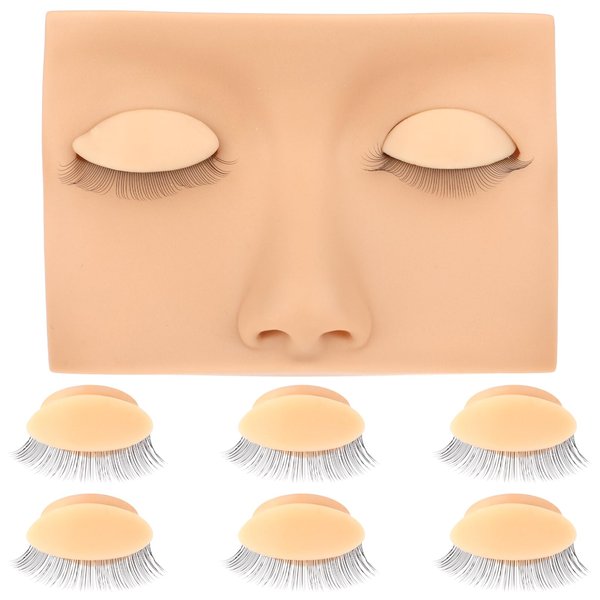 Lash Mannequin Head Mannequin Head Eyelash Extension for Training Head Removable Realistic Rubber Eyelids Eyelash Replaced Eyelids (1 +3 Pairs Replaced Eyelids)