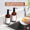 GMISUN Amber Glass Soap Dispenser, 2 Pack Bathroom Hand Soap Dispenser with Stainless Steel Pump, 16 Oz Kitchen Hand and Dish Soap Dispenser Set, Modern Vintage Liquid Brown Soap Dispensers Bottle