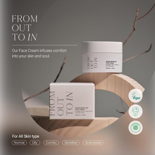 FROM OUT TO IN F.O.T.I Vegan Moisturizer Face Cream, Korean Face Moisturizer made with Cloudberry Seed & Niacinamide, For All Skin Types Alchohol Free, Cruelty Free